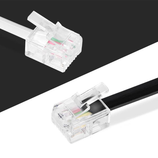 4P4C RJ11 Telephone Cable 25ft Male to Male PVC Jacket