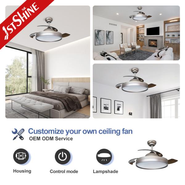 DC Motor 230V 3 Color LED Invisible Ceiling Fan Remote Control