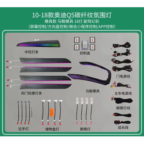 Ambient lights RGB Mold design+saddle mold (wood grain or carbon fiber) for Audi Q5 (2010-2018)