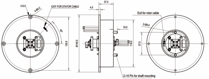 Modern Radar Slip Rings IP65 With 1 / 2 Channels Coax / Waveguide Rotary Joint