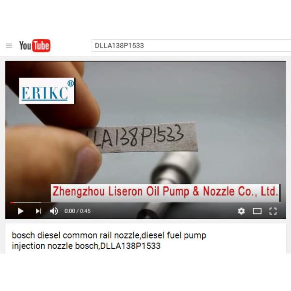 For BOS DLLA138 P1533 common rail pressure nozzle DLLA 138P 1533 / 0 433 171 945 engine nozzle for 0 445 110 247 / 248