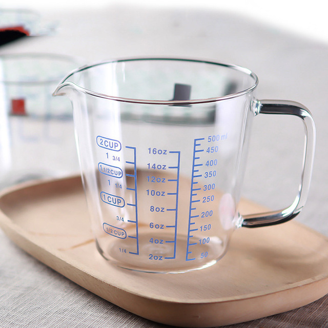 Beaker измеряя чашки кофе боросиликатного стекла 8oz 16oz градуированный с ручкой