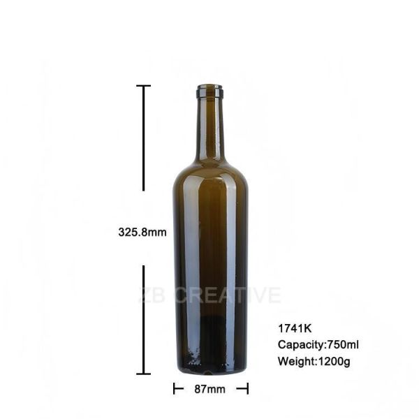 Luxury Cork Closure Empty Wine Glass Bottle 750ml Icon Wine 1200g 1741K-1