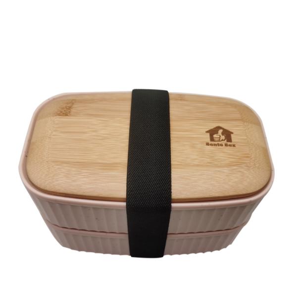 Customized Color Dual Tier Bamboo Lid Lunch Box for Large Capacity Portable Bento Box