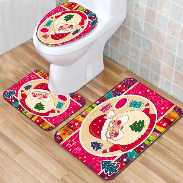O Natal tapete do banheiro de três partes ajustou as tampas da tampa do toalete 50*80cm