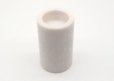 Polished White Marble Candle Holders Round Cylinder Durable Heat Resistant