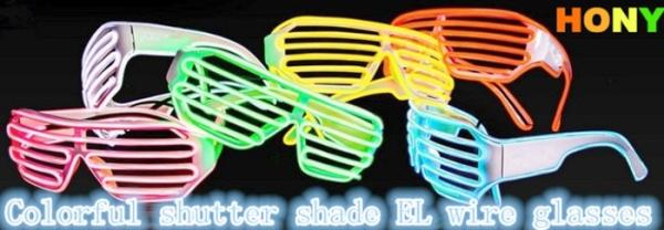 Fashionable Plastic Glowing El Wire Glasses For Party , Shutter Shades Sunglasses