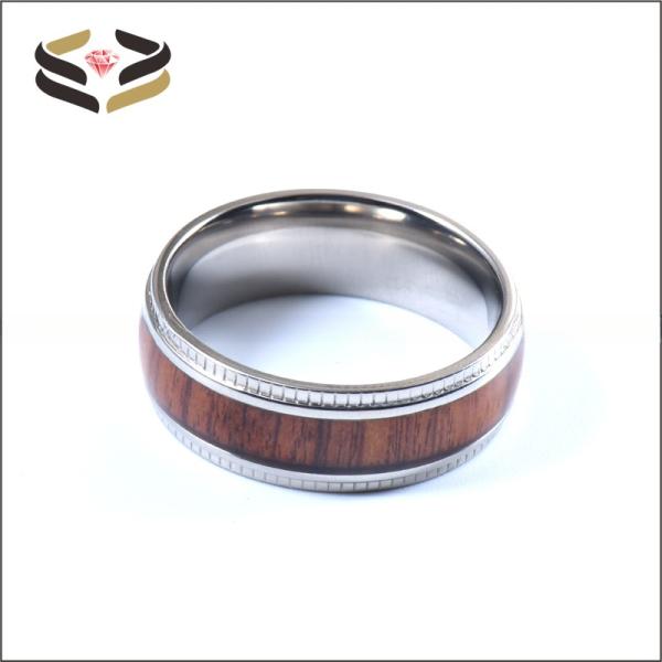 Bandas de titanio de bodas de 8 mm para hombres con color de incrustación de madera Koa