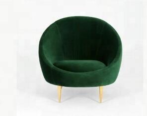 2018 new style velvet fabric stainless steel legs single chair,green fabric upholsteryliving room single sofa