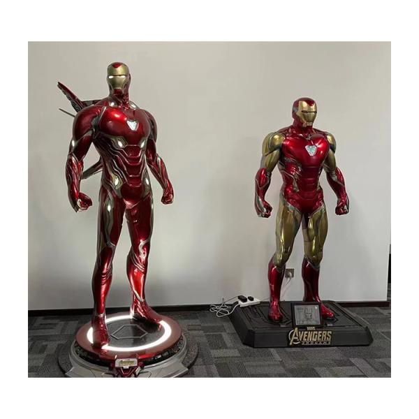 Customized Super Hero Fiberglass Iron Man Sculpture Life Size Resin Crafts Iron Man for Sale