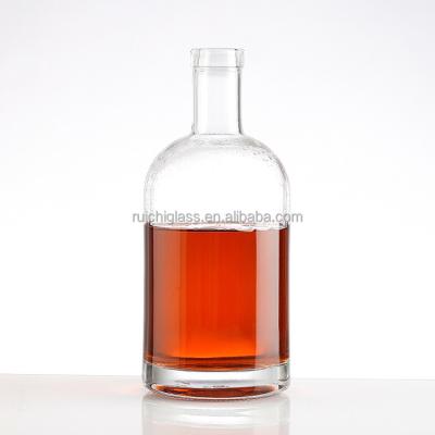 750 ml de garrafa de vidro de vinho e uísque com tampa de madeira feita de vidro de pedra