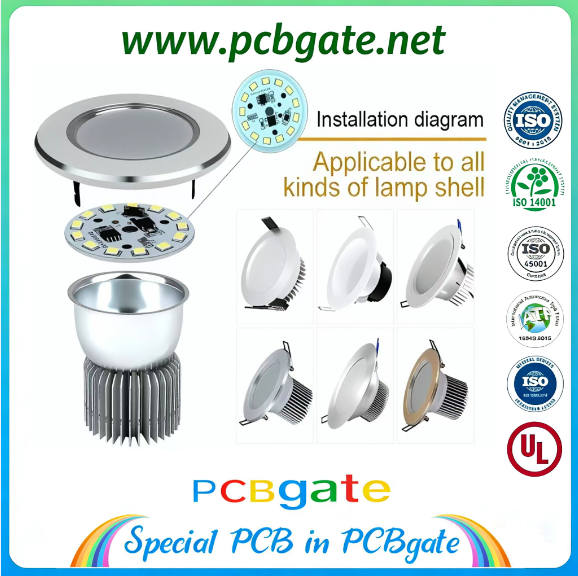 Round LED Aluminum PCB Module for Downlights (MCPCB), High Thermal Conductivity Board Compatible with Universal Downlight Housings