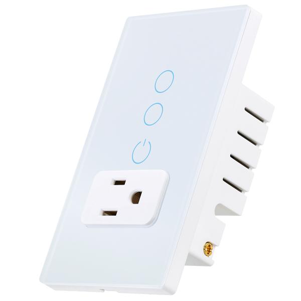 Glass Touch Wifi Smart Socket Switch 2.4GHz 2 Gang WiFi Socket For Smart Home Control
