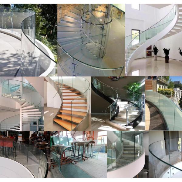 Curved Glass Staircase Railing Tempered Laminated Glass Stairs Handrail Balustrade Railings