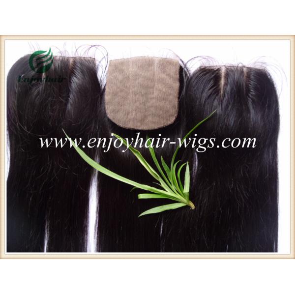 Silk top closure 4''x4'' malaysian virgin hair natural color straight 10''-24''three part