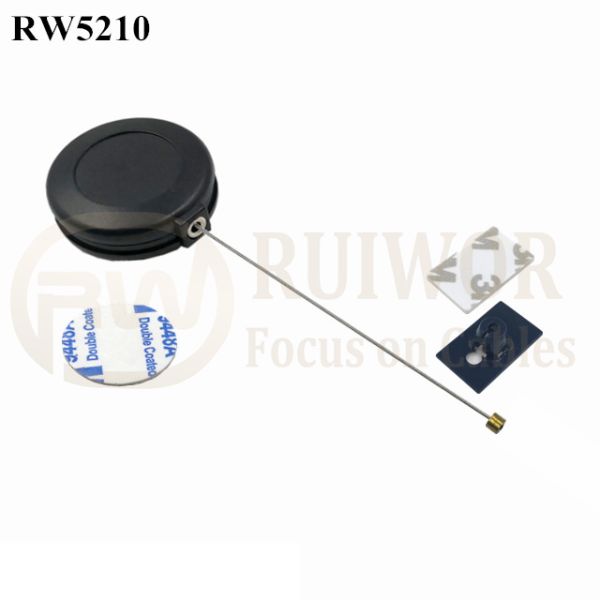 RW5210 Round Anti Theft Retractor Plus 25X15mm Rectangular Adhesive ABS Plate