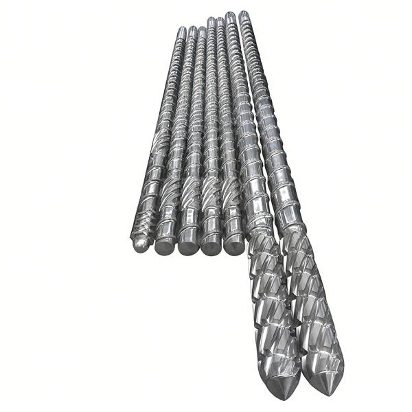 Vis et fourreau bimétalliques jumelés personnalisés pour machine de moulage par injection, extrudeuse de matériaux LDPE et PVC avec conception conique