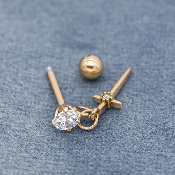Rose Gold Ear Piercing Jewellery 316 Stainless Steel Piercing Studs 16G 8mm