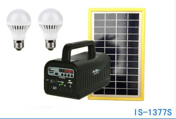 off grid solar energy  portable solar power home system 3W solar lighting system with Radio speaker black