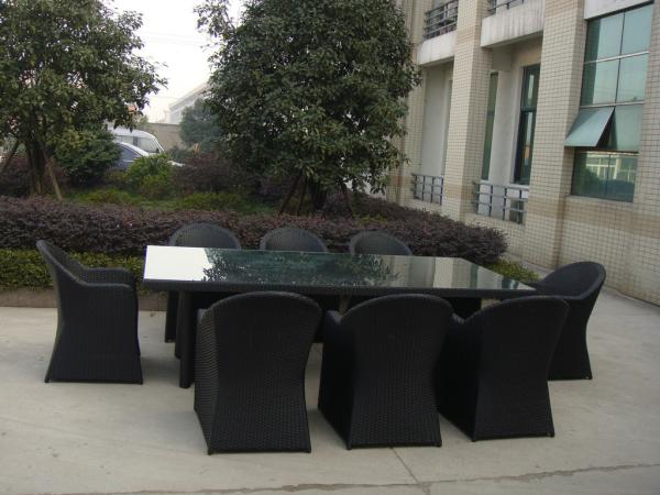 Black UV Resistant Wicker Rattan Garden Dining Sets For Restaurant