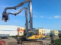 Excavadora pilha de condução boom com pilha de condução martelo braço de longo alcance guarda-corrimão pilha de condução máquina