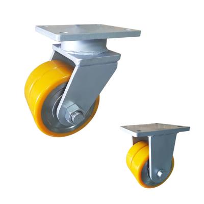 Roulettes industrielles de pivot de roue jumelle d'unité centrale en acier de roulettes résistantes superbes oranges de 8 pouces 2T