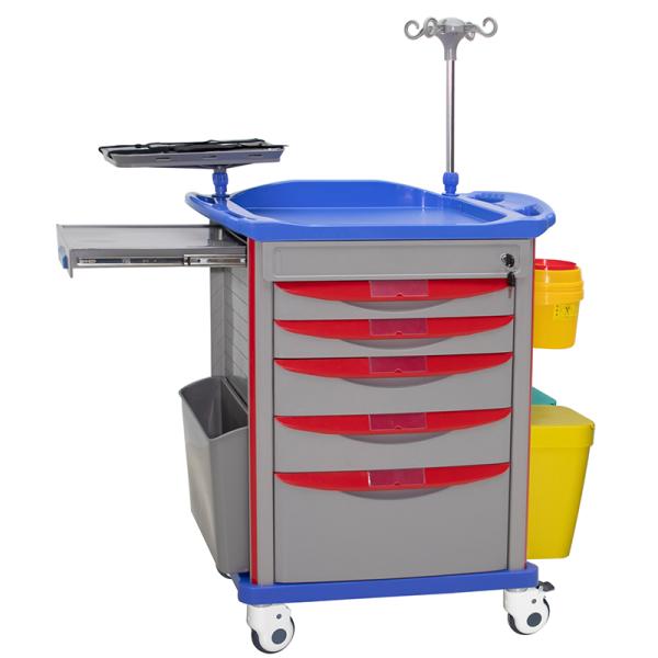 MN-EC003  High Quality Medical Emergency Medicine Trolley Cart With Wheels