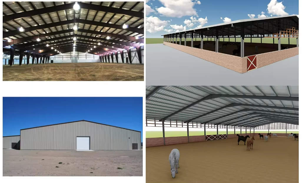 Prefab Indoor Metal Free Span Light Steel Structure Frame Horse Riding Arena Hall Building