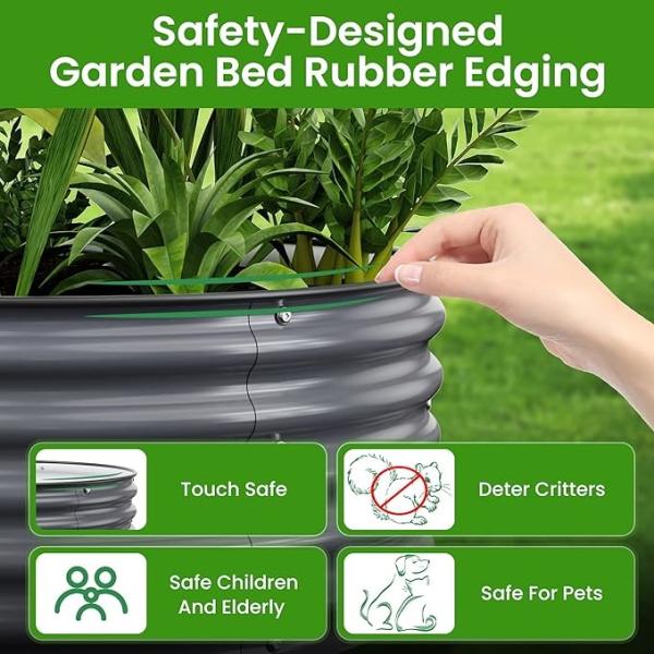 OEM Large Galvanized Sheet Metal Garden Bed With Safety Edging And Gloves 9.4*2*1.4 Ft