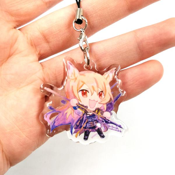 Custom Translucent Acrylic Anime Double Sided Different Printing Charms,Shaped Acrylic KeychainWith Phone Strap