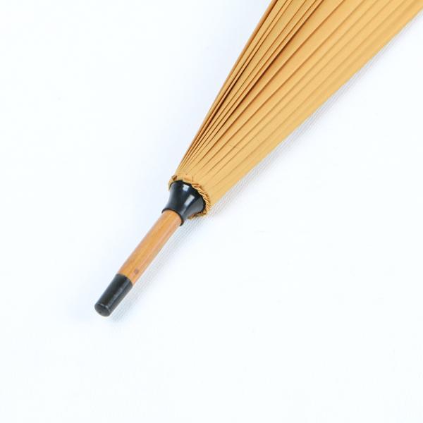 Ladies Curved Handle Umbrella With Wood Pole And Handle Orange And Black Canopy