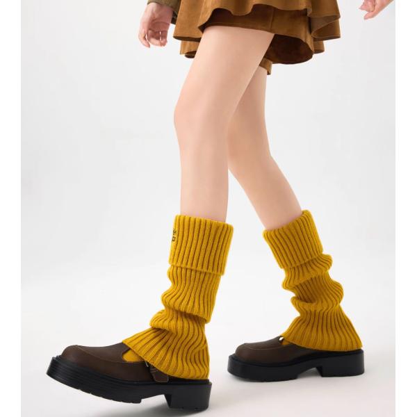 Chauffe-jambes à côtes brodées à haute étirement pour femmes