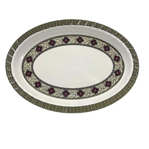 12 Melamine Plate Deep Oval Shape for Household and Restaurant