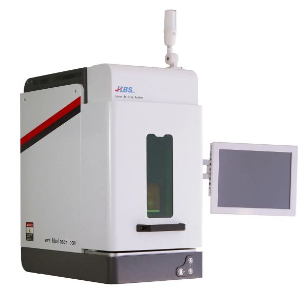 20W 30W 50W Mini Auto Focus Enclosed Fiber Laser Marking Machine For Metal Plastic Logo Printing