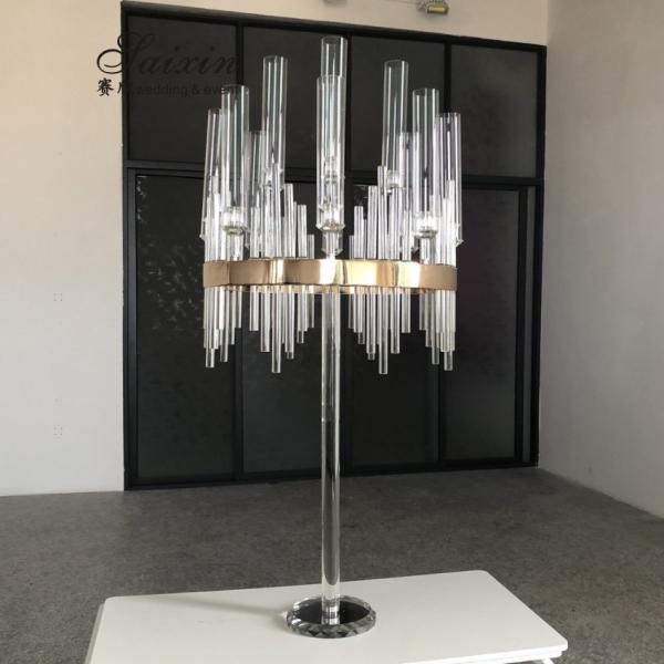 ZT- 435c grand chandelier en cristal d'or mariage chandeliers mariages centre de table décoration