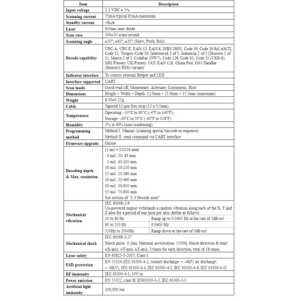 Mini 1D laser barcode scanner module engine RS232 USB OEM ODM