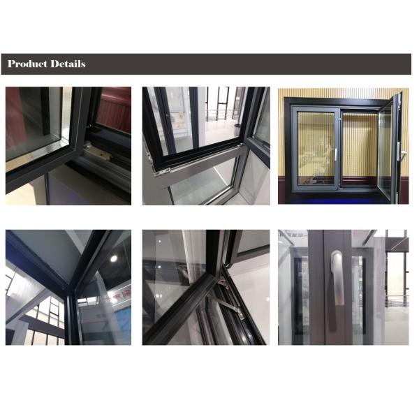 Wood Drain Frame Aluminium Casement Window Two Sides Open With Mesh