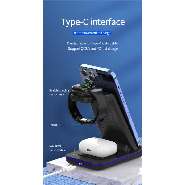 Customized Logo 15w Wireless Charging Stand , Magnetic Qi Charging Dock