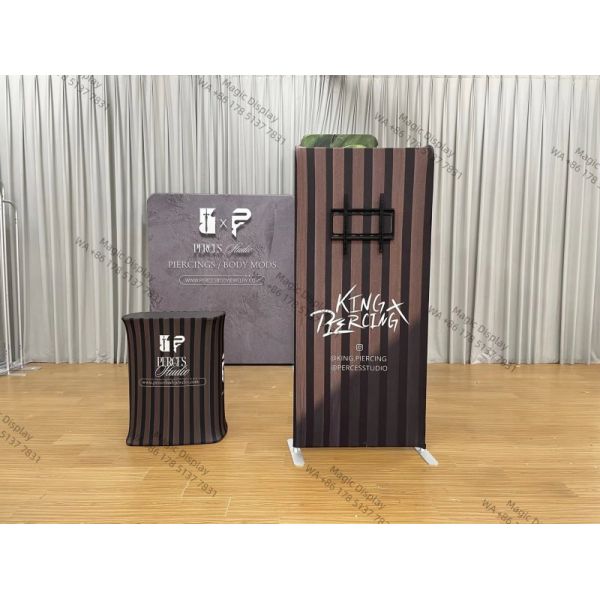 Customized Portable Advertising Exhibition Tension Fabric Banner Backdrop Trade Show Display Booth
