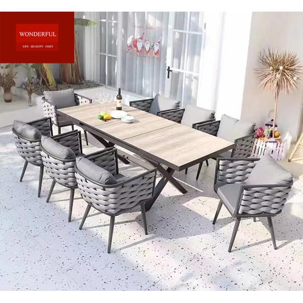 Modern Bench Metal Outdoor Dining Set for Aluminum Patio Furniture and NO Folded Design