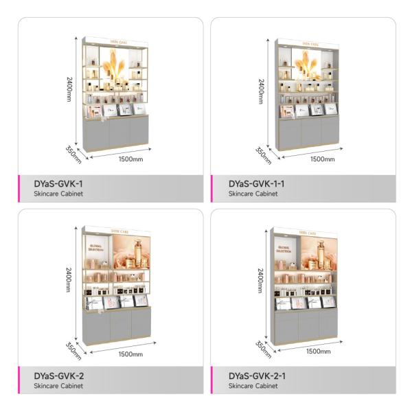 Beauty Shop Display Furniture Adjustable Washing and Care Back Cabinet with LED Lightbox  for Retail Store Display Decoration