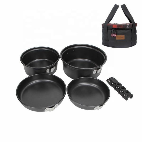 Factory Price Kitchen Black Cookware Set Outdoor Cooking Set Nonstick Camping Cookware Sets With Handle