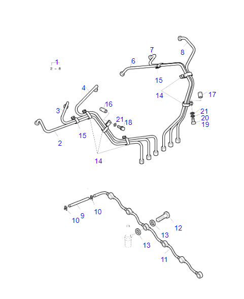 6510301 7006 Doosan Excavator Spare Parts DE12TIS DH370 DH420 Nozzle Injector Pipe Assy