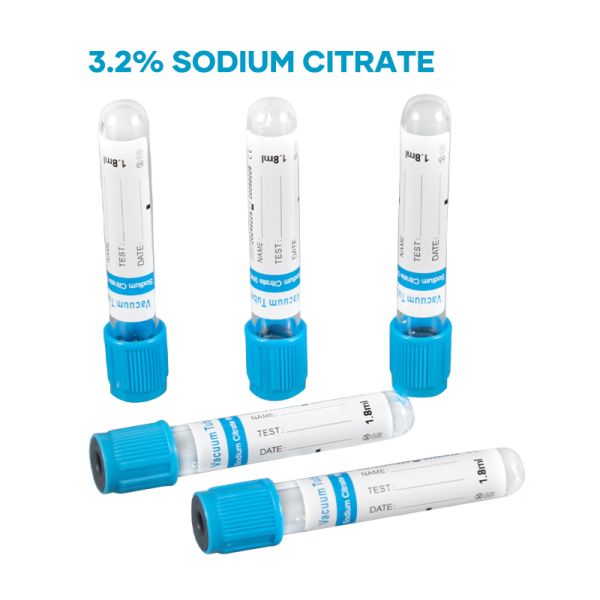 Light Blue Cap 3.2% Sodium Citrate PT Tube Transparent Body For Coagulation Test