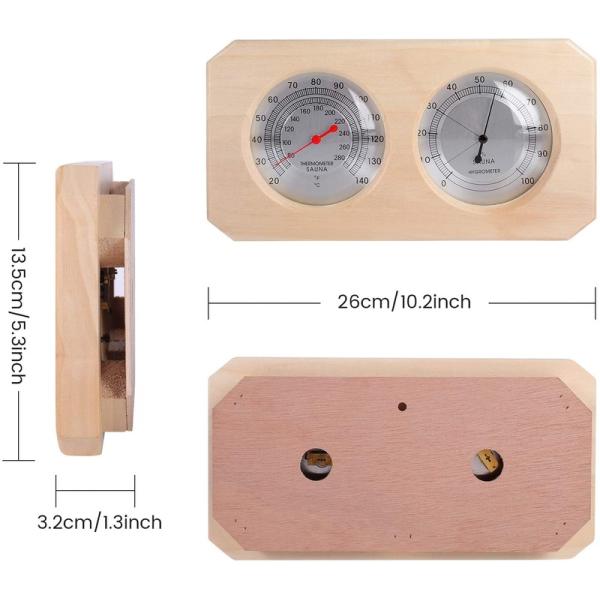 Traditional Wooden Sauna Hygrothermograph Thermometer 2 in 1 Room Sauna Equipment Sauna Measurement Temperature Humidity Indoor Accessories
