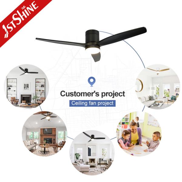 3 Wood Blades DC Inverter Flush Ceiling Fan with Light and Remote Control CB Certified 2-