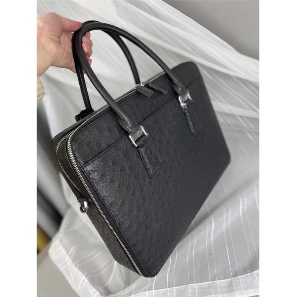Authentic Ostrich Skin Businessmen Working Travel Purse Laptop Briefcase Genuine Leather Male Large Top-handle Handbag