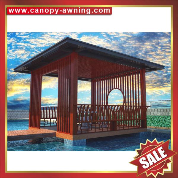outdoor public garden park villa hotel wood style aluminum Aluminium alloy metal gazebo pavilion kiosk canopy shelter