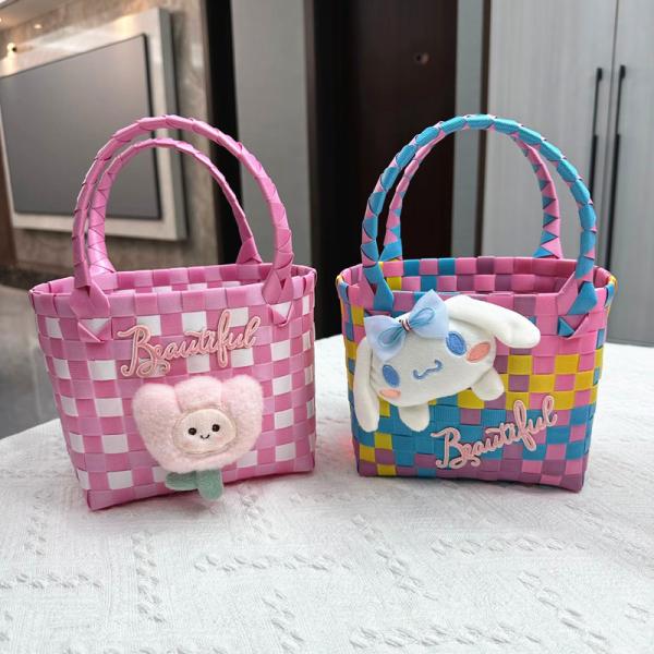 Colorful Kids Mini Shopping Storage Toy Basket Folding Portable Customized Handbag