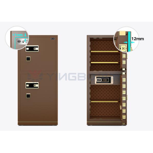 120kg Patented Bolts Dual Alarm Biometric Safe Box Fingerprint Lock YB/N7-150D Coffee